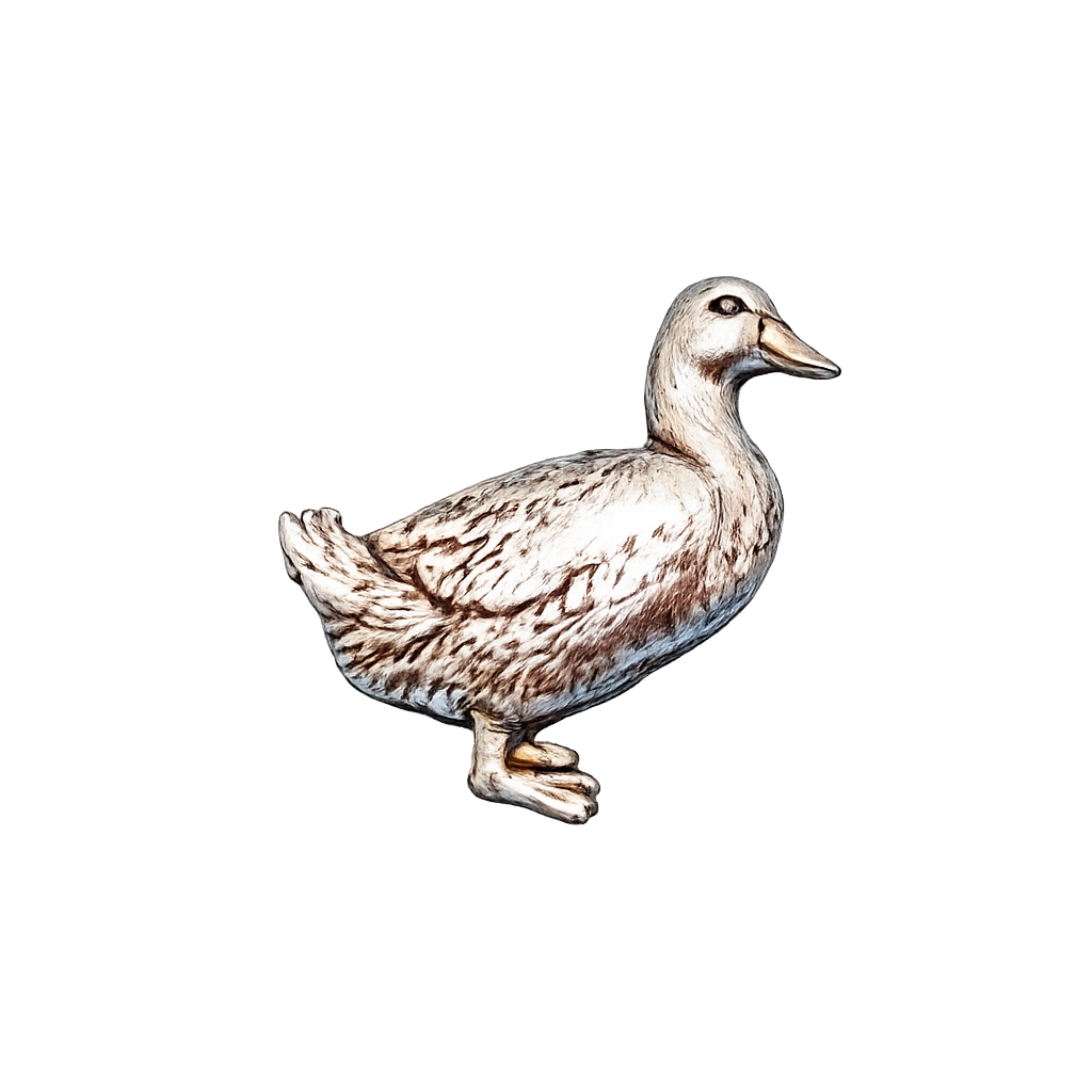 Handcrafted pewter duck pin badge featuring a detailed British waterfowl design.