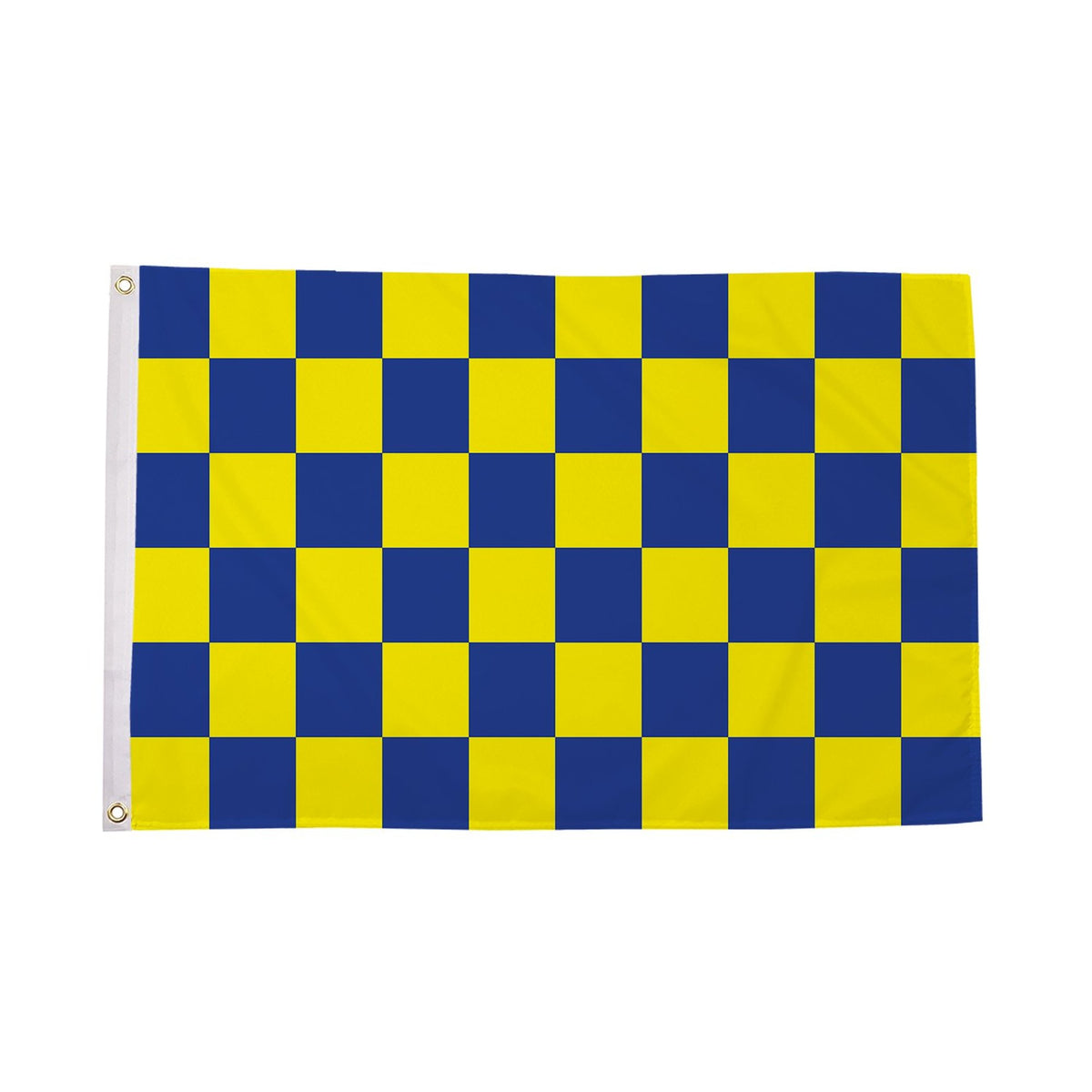 Flagmania Blue and Yellow Check 3ft x 2ft Polyester Flag on white background