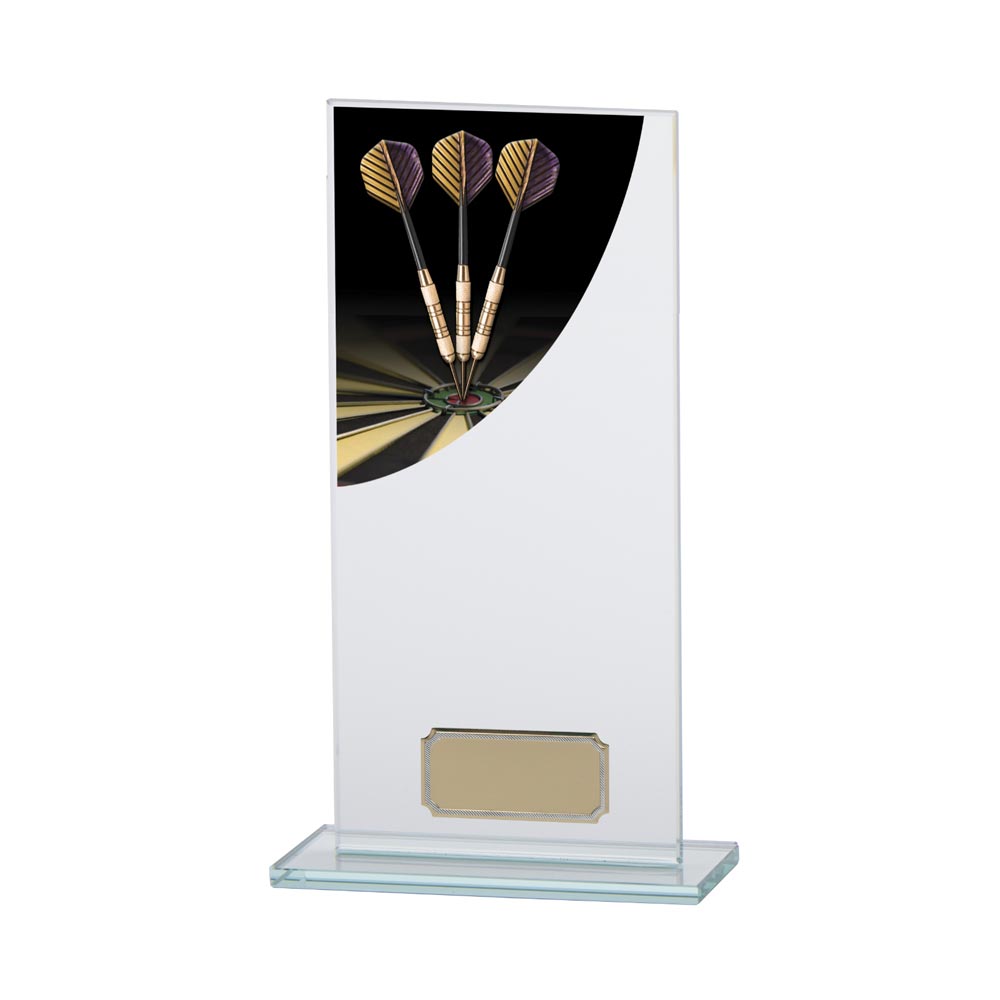 Personalised Colour Curve Darts Jade Glass Award 200mm – Gold & Black with Free Engraving