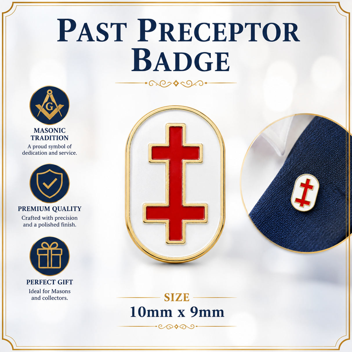 Freemasons Knights Templar Past Preceptor Lapel Pin Badge – 10mm x 9mm