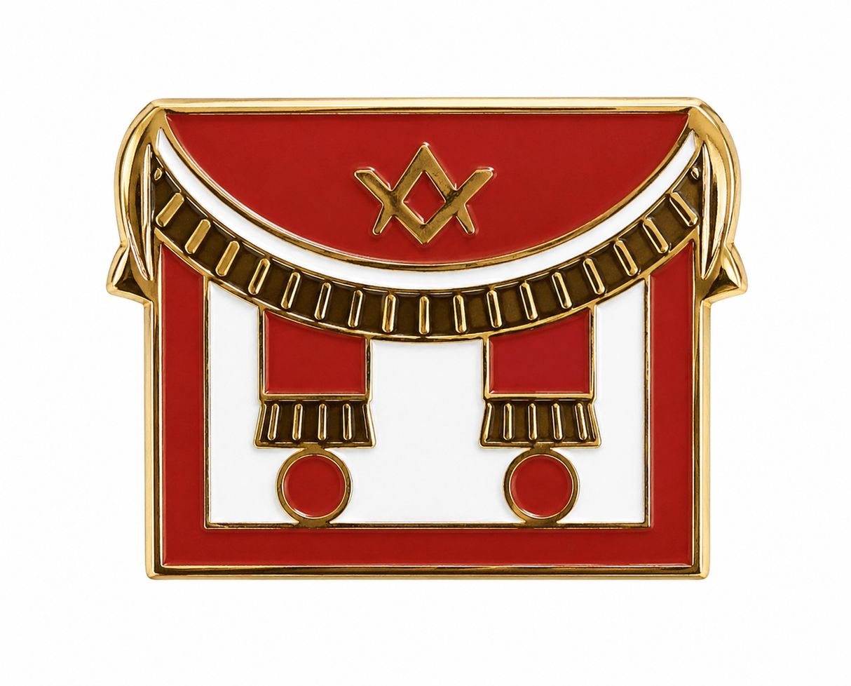Freemasons Burgandy/Red Apron Lapel Pin Badge – 14mm x 18mm