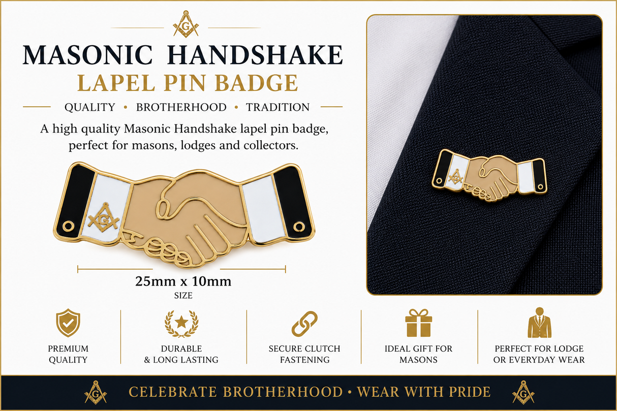 Freemasons Masonic Handshake Friendship Enamel Lapel Pin Badge – 25mm x 10mm