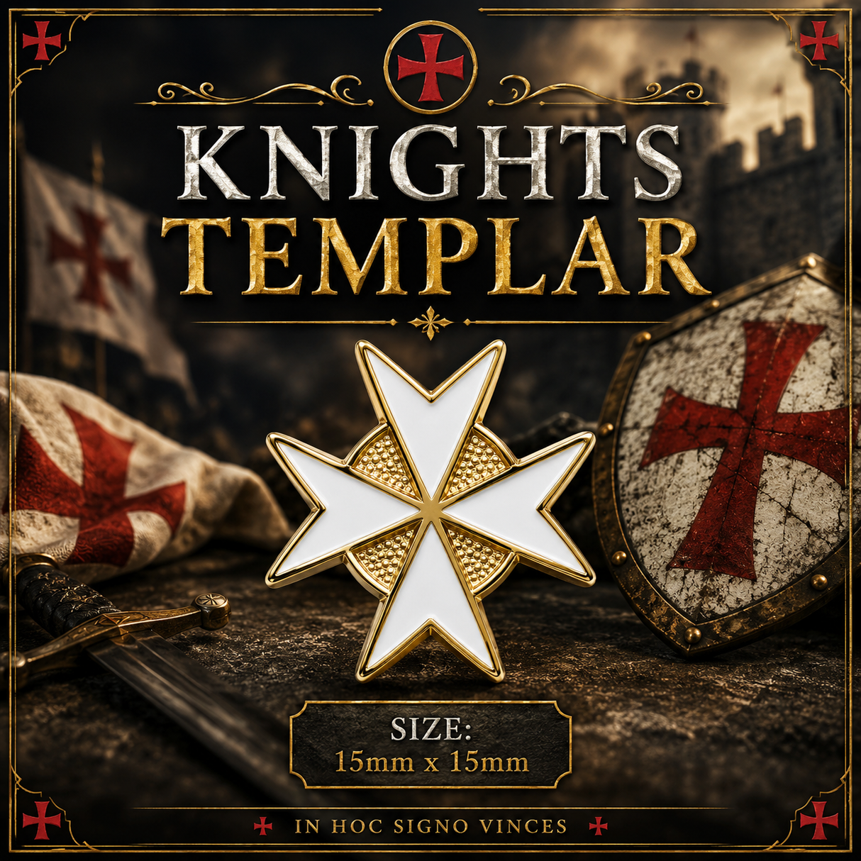 White Knights Templar Masonic Lapel Pin Badge – 15mm x 15mm