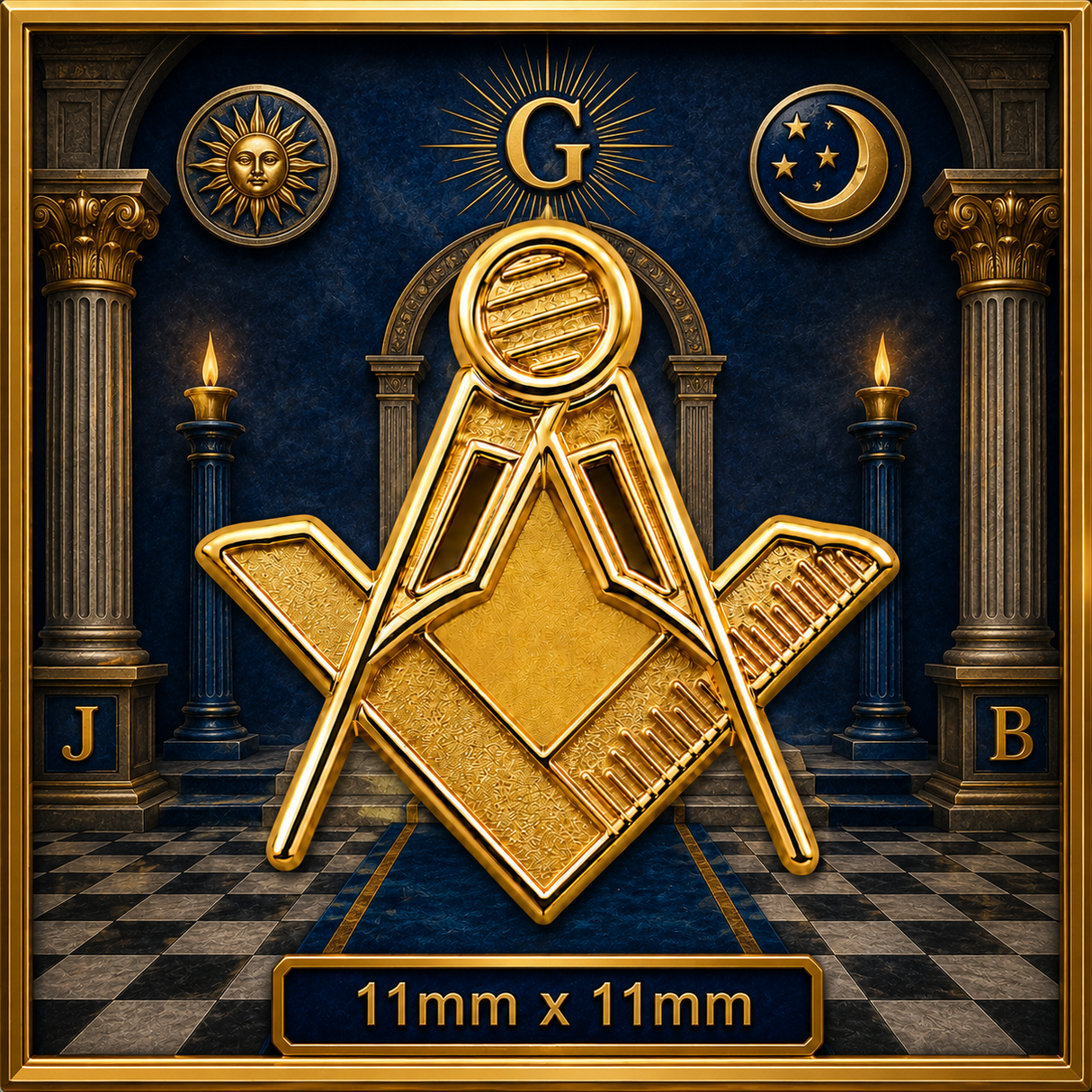 Small Gold Plated Masonic Crest Freemason Lapel Pin Badge – 11mm x 11mm