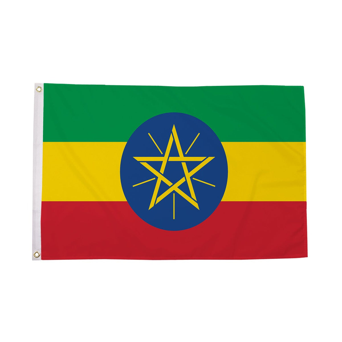 Flagmania Ethiopia (with Star) 3ft x 2ft Polyester Flag on white background