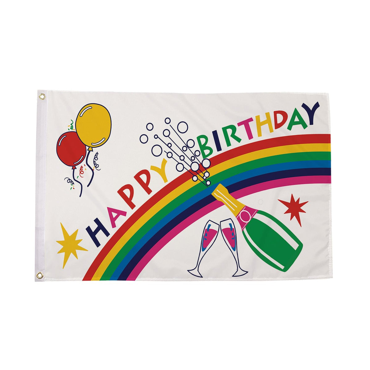 Flagmania Happy Birthday Bottle 3ft x 2ft Polyester Flag on white background