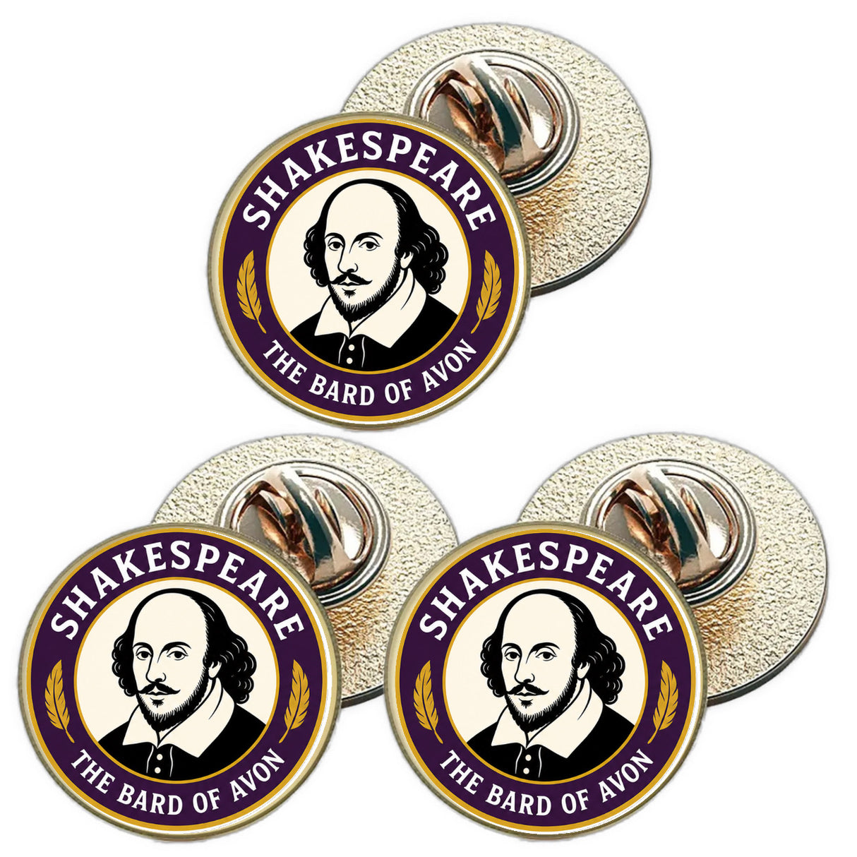 3 x Shakespeare D2 (BU29) Lapel Pin Badges