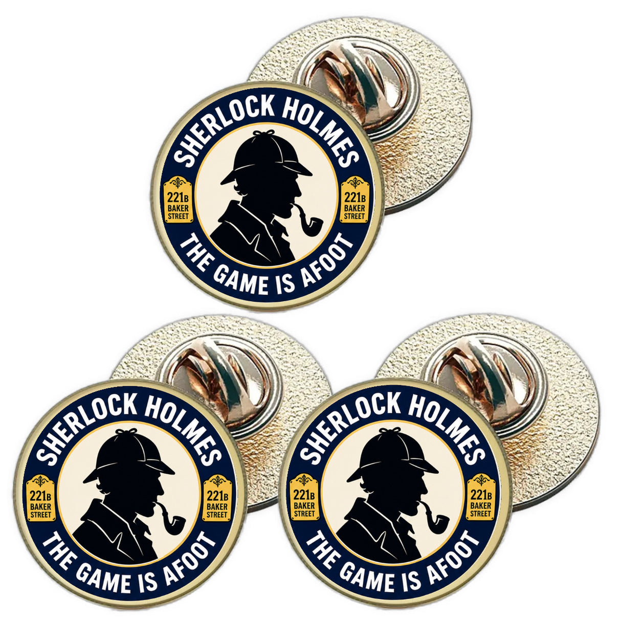 3 x Sherlock Holmes D3 (BU29) Lapel Pin Badges