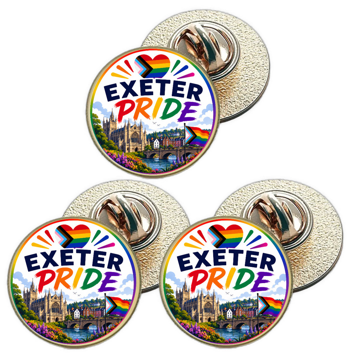 3 x Exeter Pride LGBTQ+ (BU30) Lapel Pin Badges