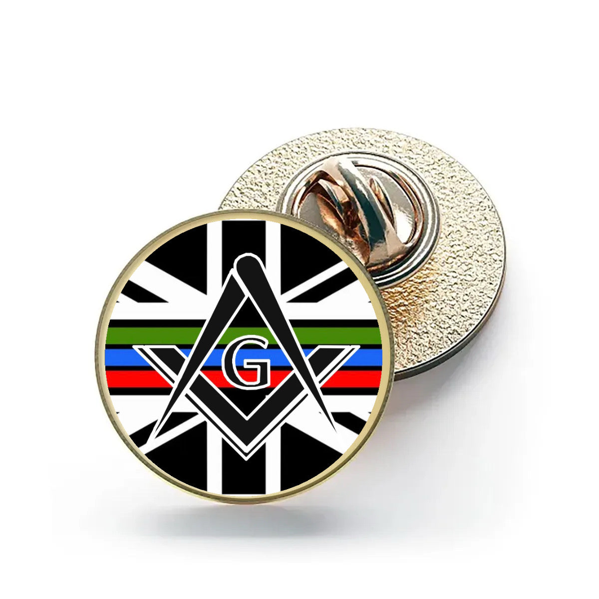 Union Jack Emergency Services and G – 26mm Economy Masonic Badge with Butterfly Clutch (M10)
