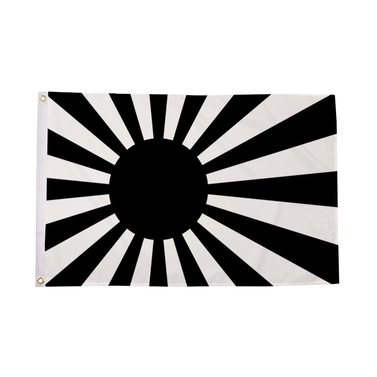 Flagmania Japan Rising Sun (Black) 3ft x 2ft Polyester Flag on white background