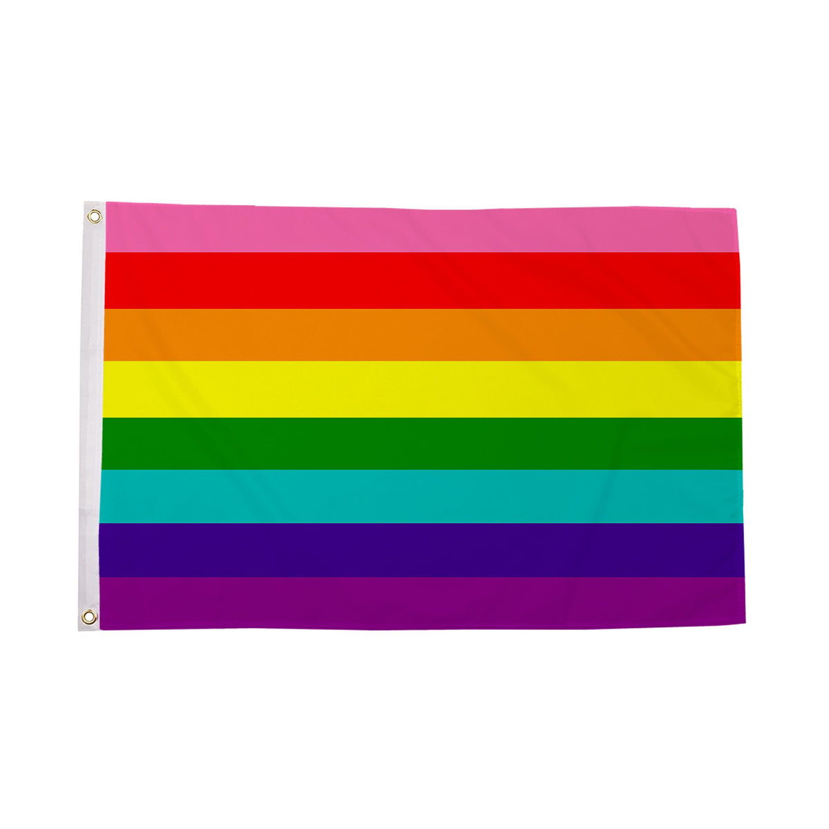 Flagmania Original 8 Striped Rainbow 3ft x 2ft Polyester Flag on white background