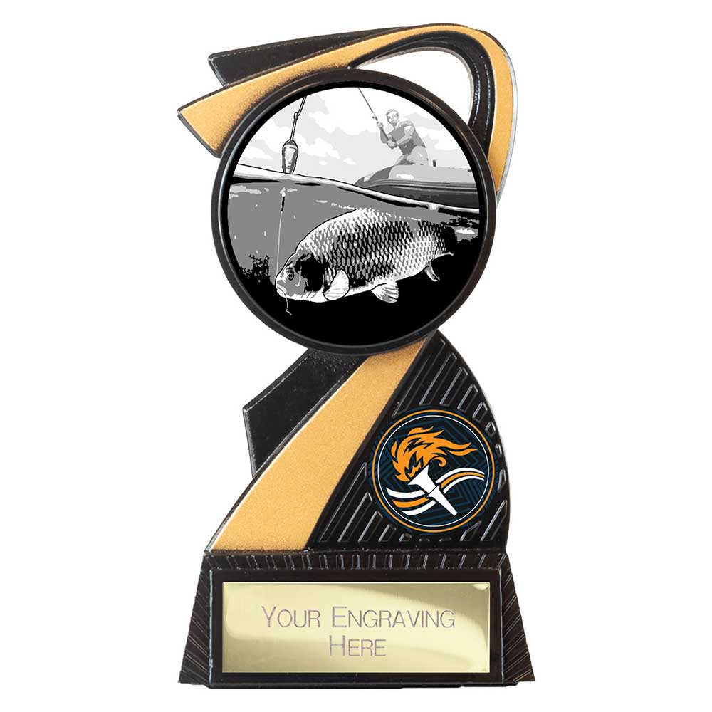 Mania resin fishing trophy with fishing centre and free personalised engraving