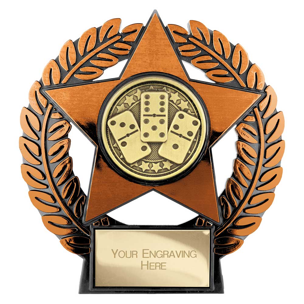 Emperor economy domino trophy with gold star design and free personalised engraving