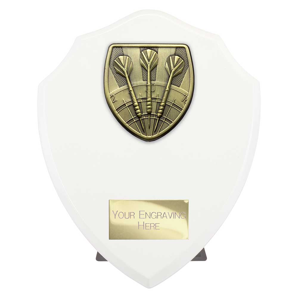 Personalised Cobra Darts Shield Award 175mm – White with Free Engraving