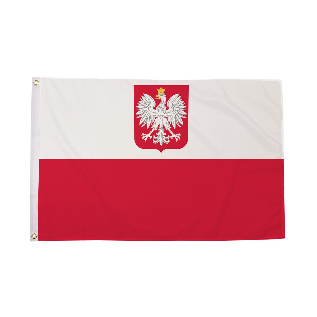 Flagmania Poland Crest 3ft x 2ft Polyester Flag on white background