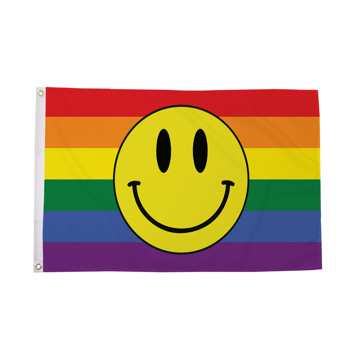 Flagmania Rainbow Smiley 3ft x 2ft Polyester Flag on white background