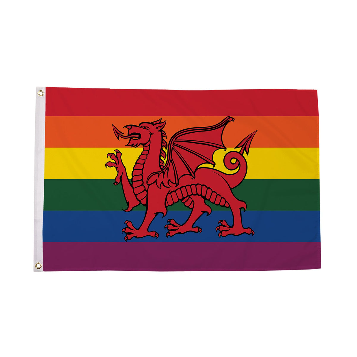 Flagmania Rainbow Welsh Dragon 5ft x 3ft Polyester Flag