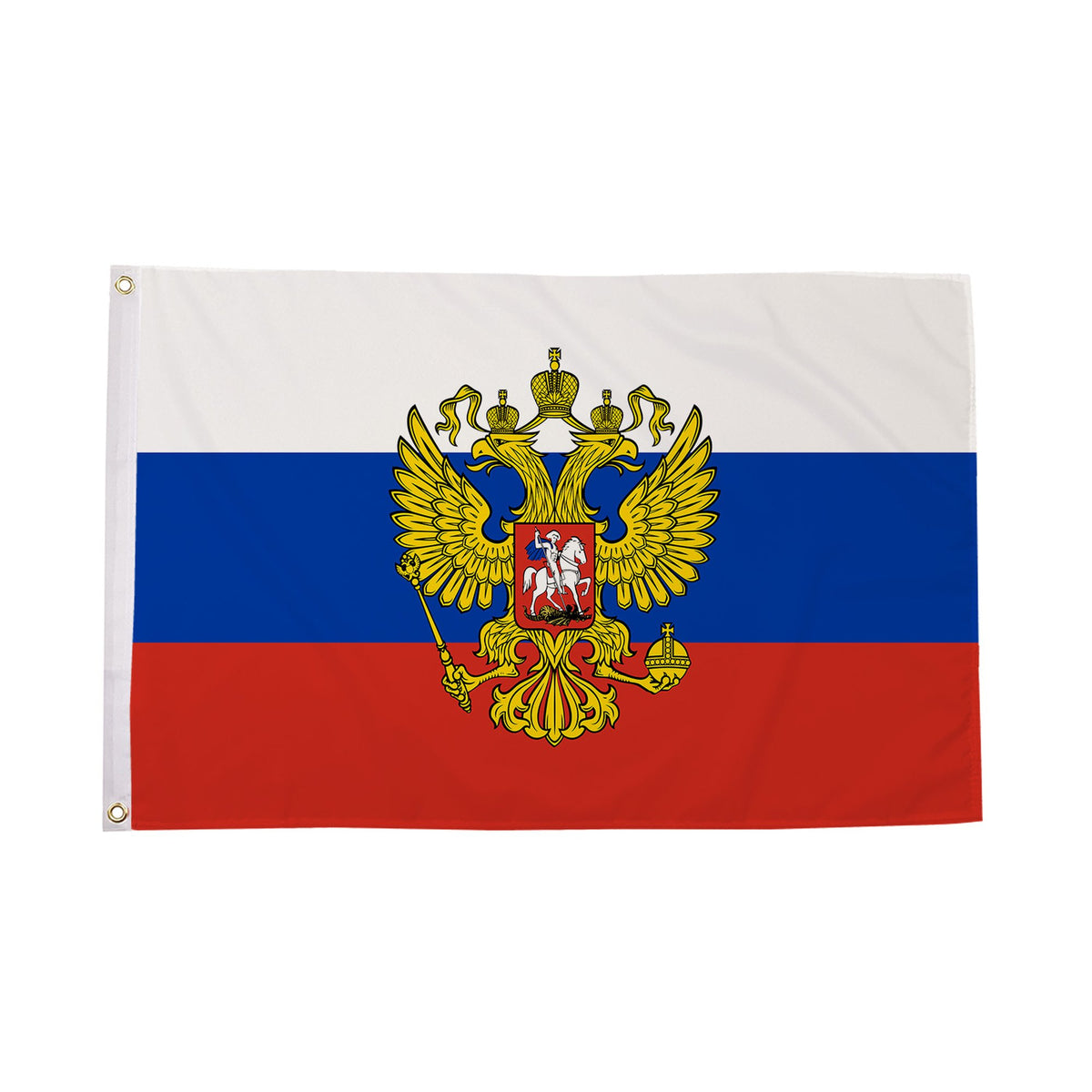 Flagmania Russia (Crest) 3ft x 2ft Polyester Flag on white background