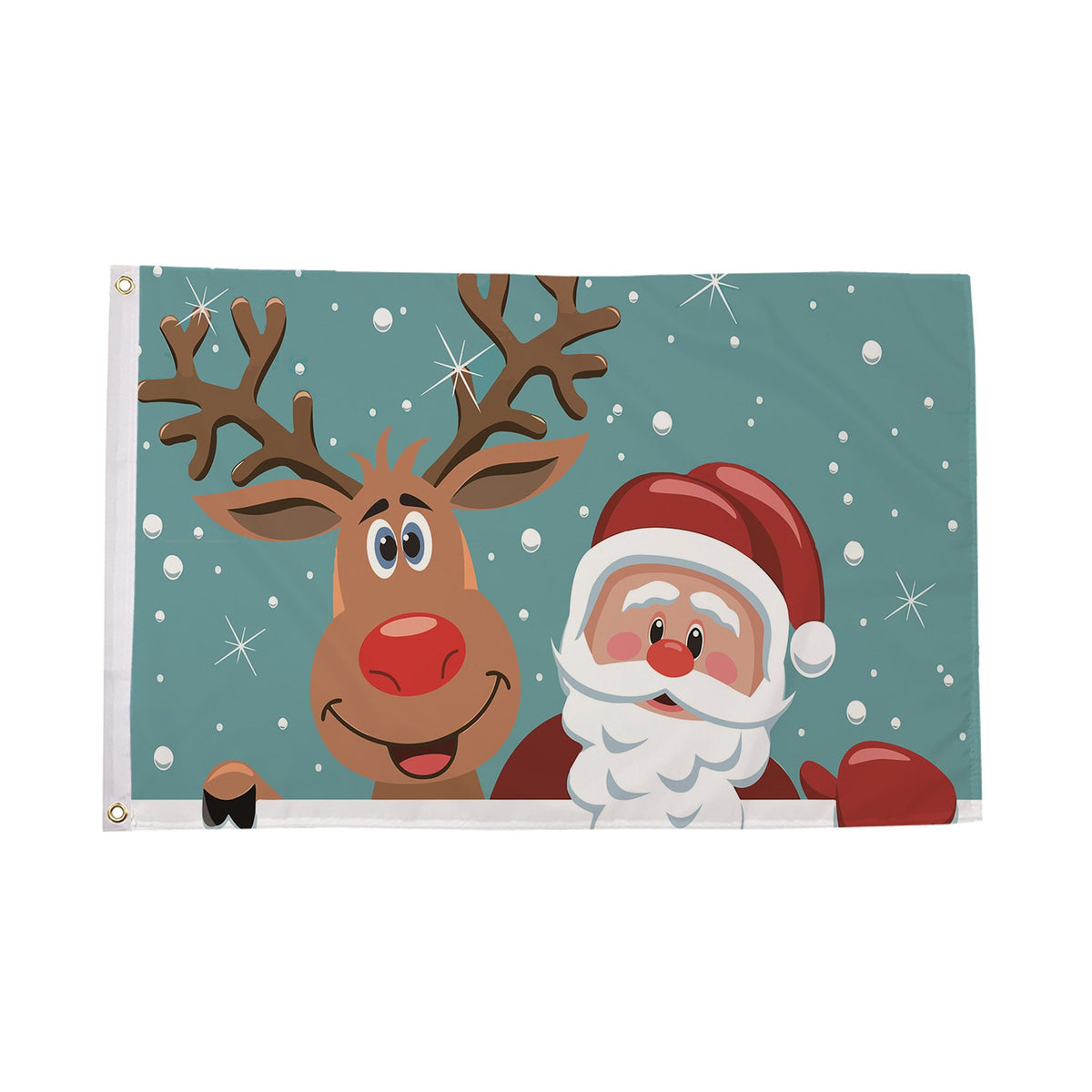 Flagmania Santa And Rudolph 5ft x 3ft Polyester Flag