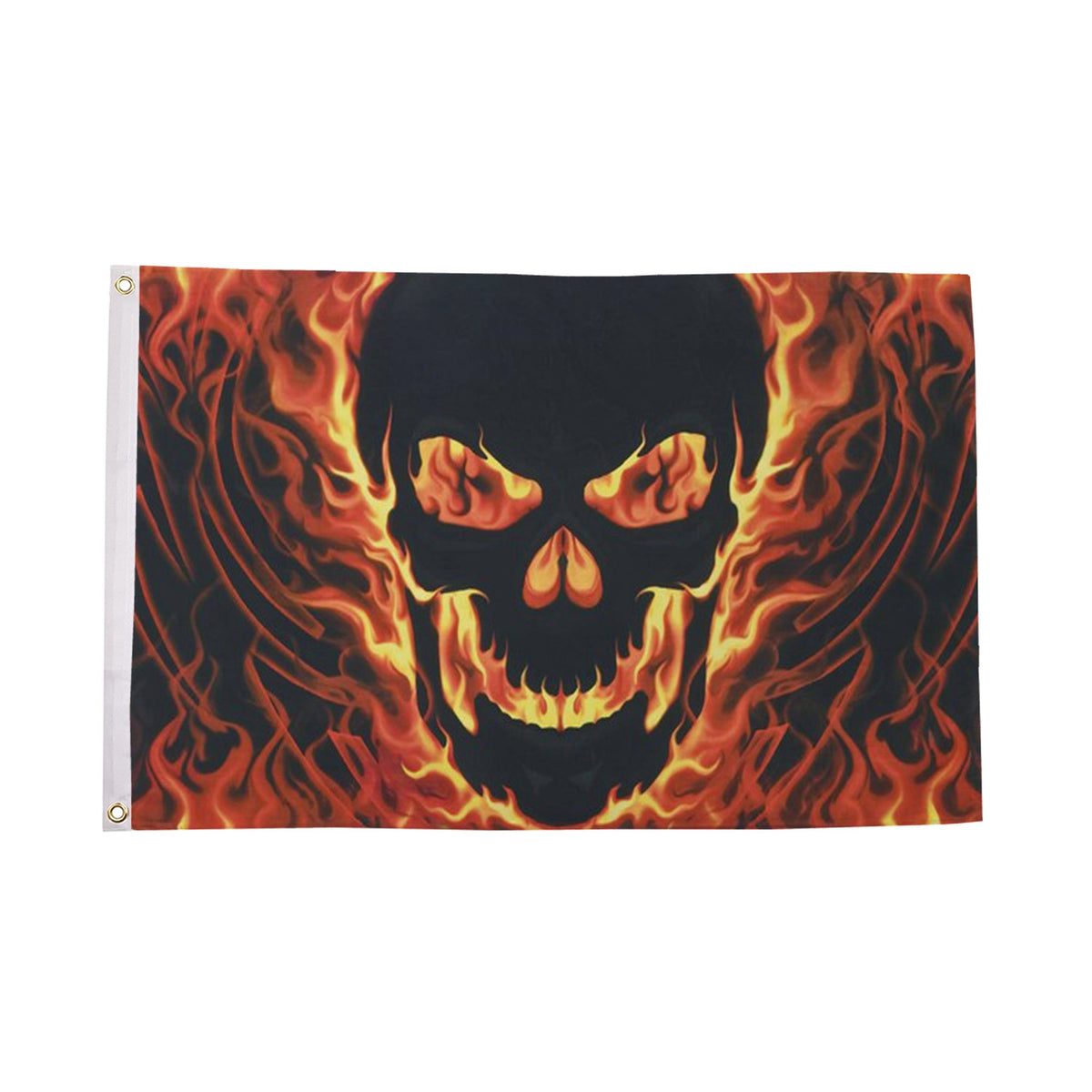 Flagmania Skull with Fire 5ft x 3ft Polyester Flag