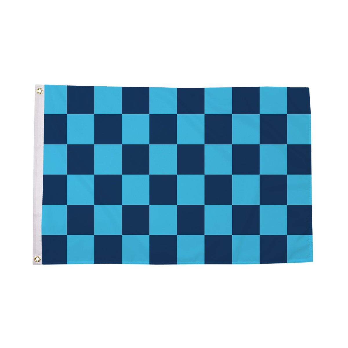 Flagmania Sky Blue and Navy Blue Check Flag (Sleeved) 5ft x 3ft 5ft x 3ft Polyester Flag