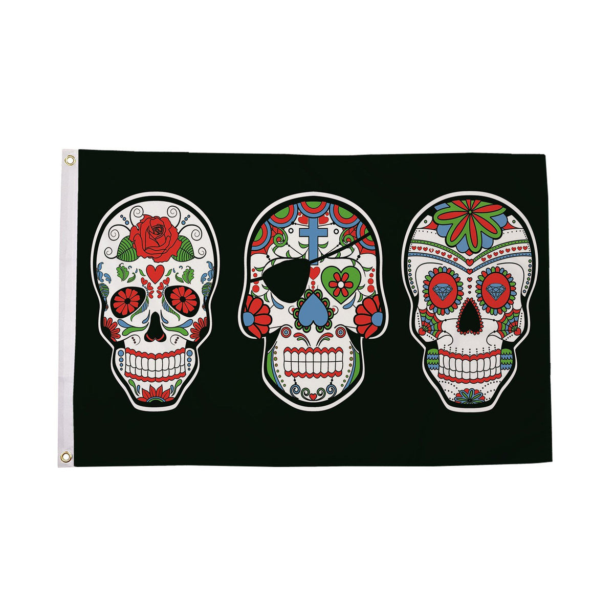 Flagmania Sugar Skulls (Day of The Dead) 5ft x 3ft Polyester Flag