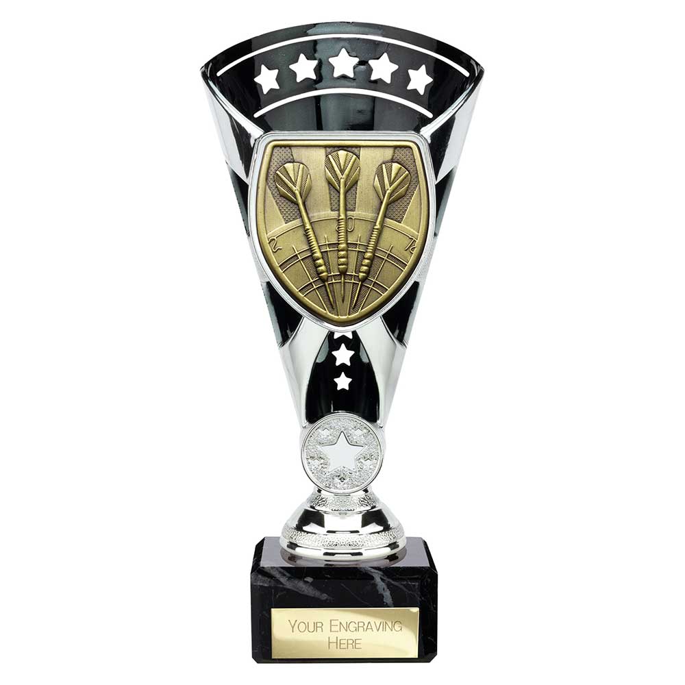 Personalised Cobra Darts Star Cup Award 210mm – Black and Silver with Free Engraving