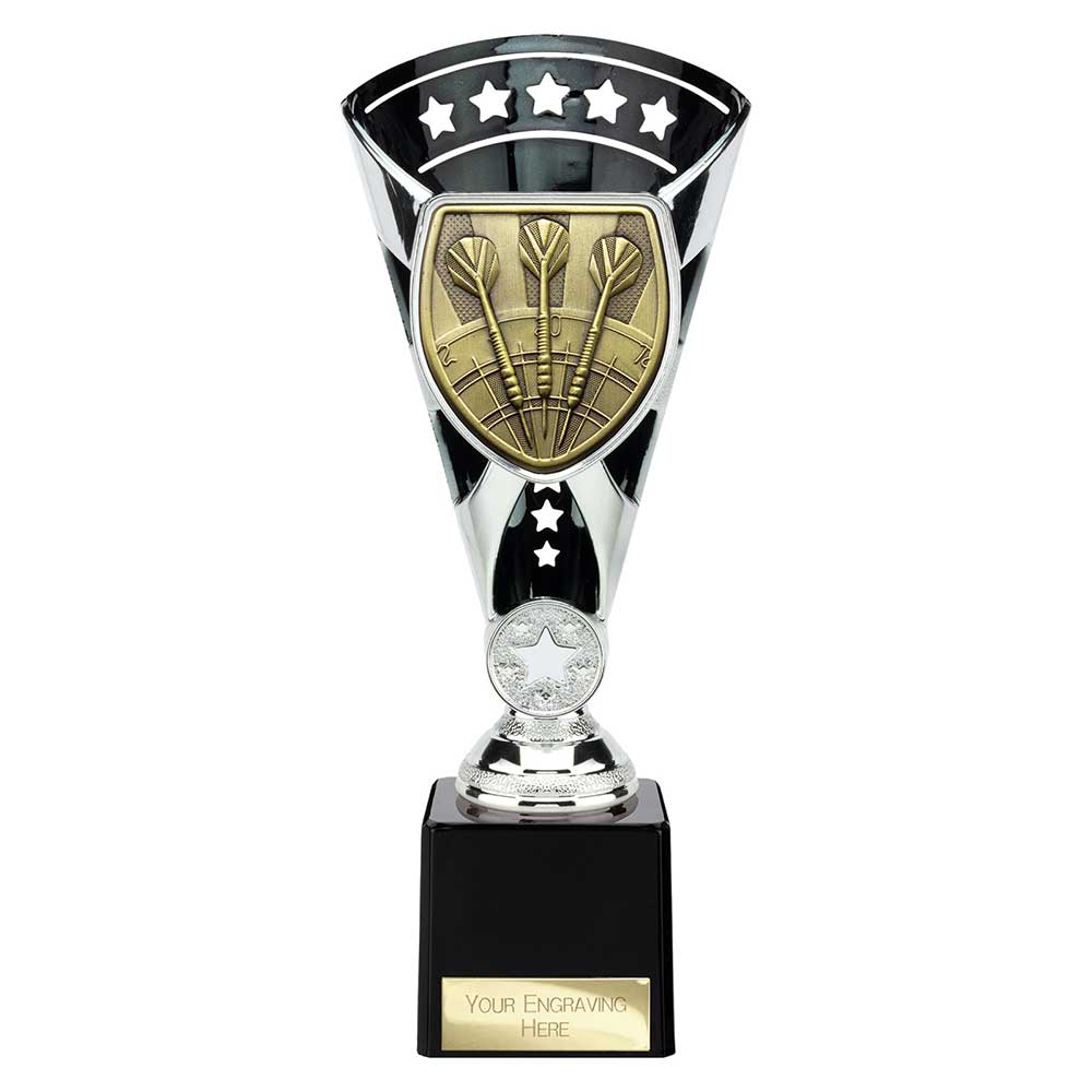 Personalised Cobra Darts Star Cup Award 230mm – Black and Silver with Free Engraving