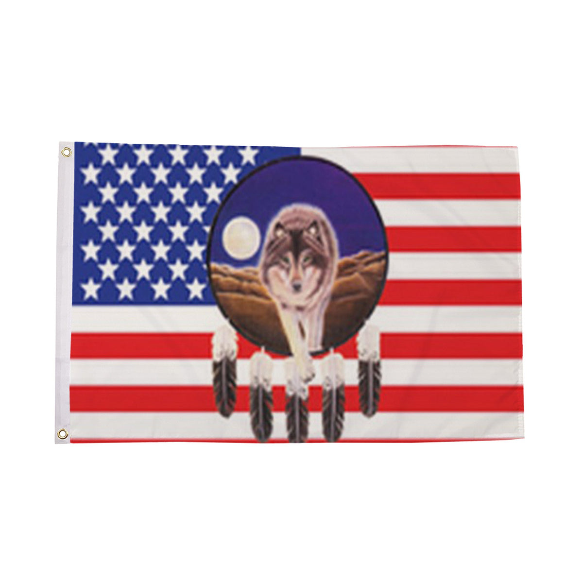 Flagmania USA Feather Wolf 5ft x 3ft Polyester Flag