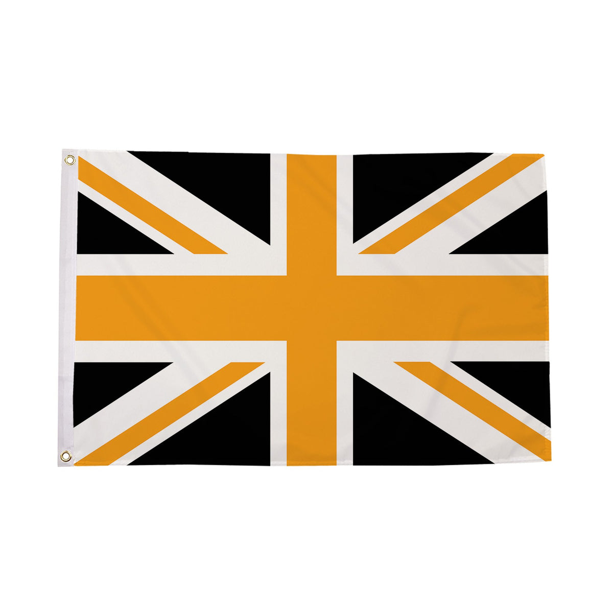 Flagmania Union Jack Black and Gold 5ft x 3ft Polyester Flag