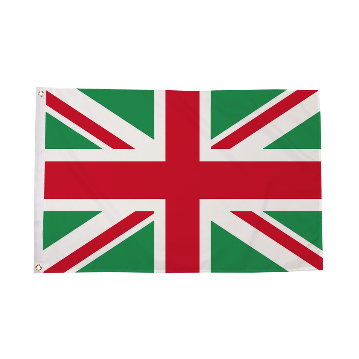 Flagmania Union Jack Green and Red 5ft x 3ft Polyester Flag