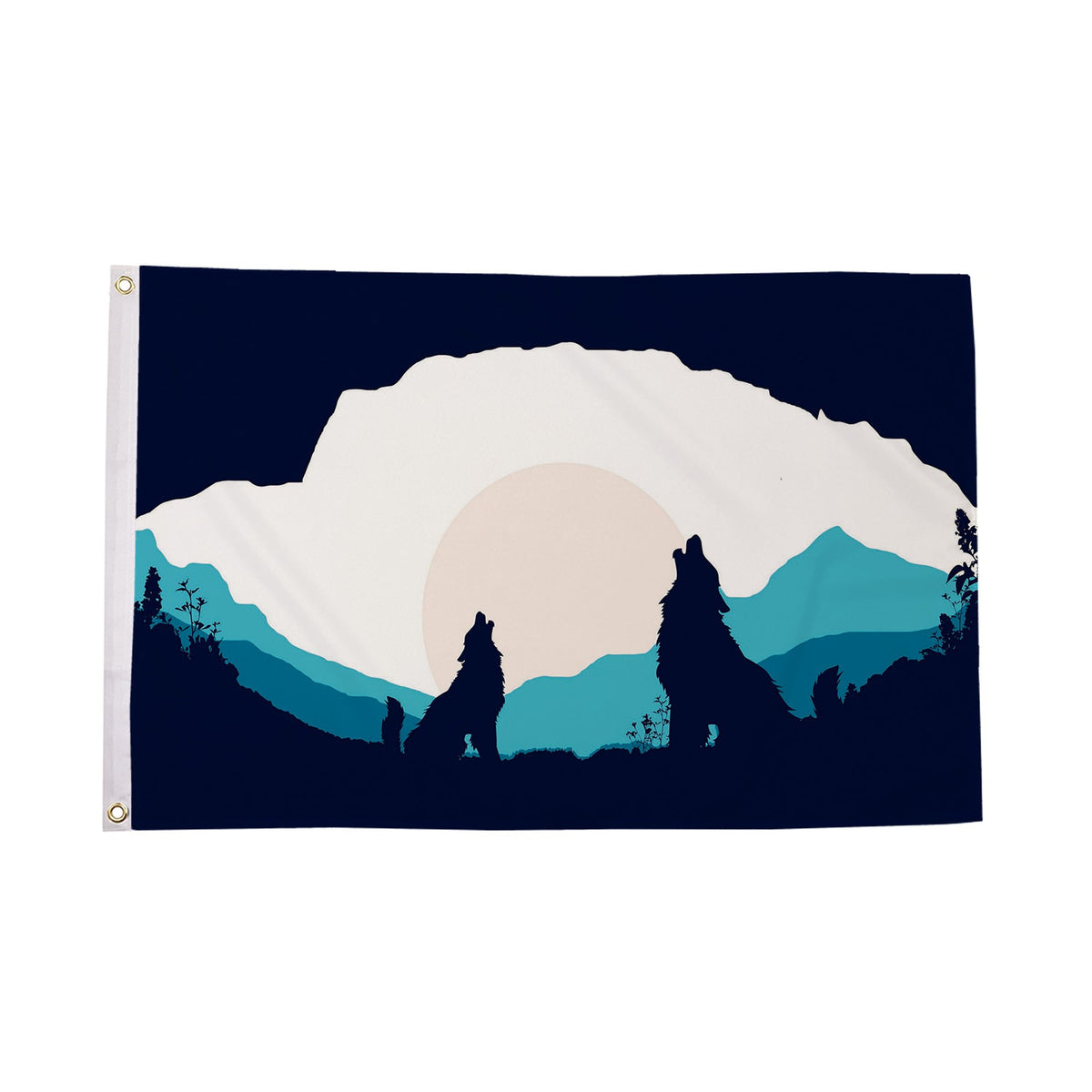 Flagmania Wolf Silhouette 5ft x 3ft Polyester Flag