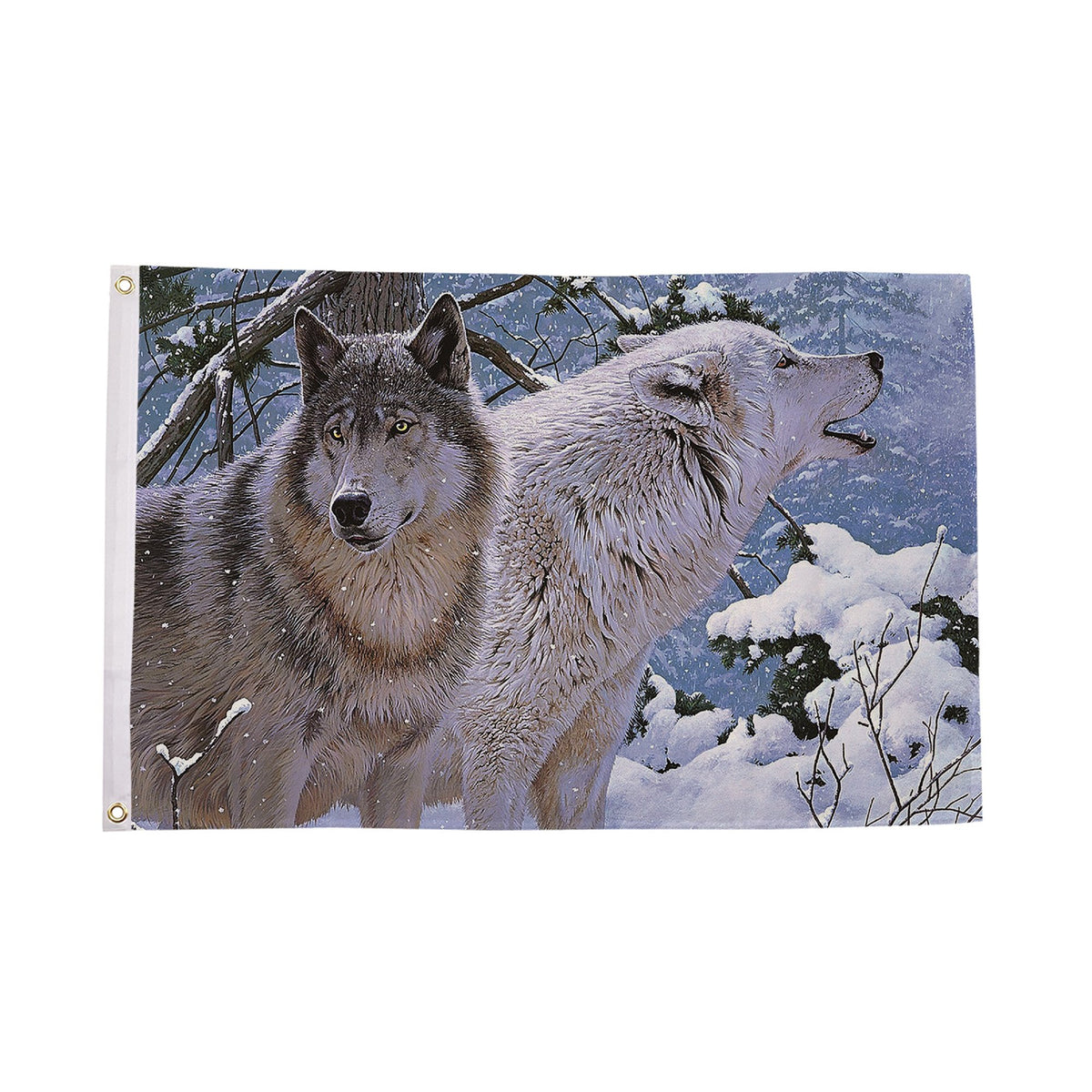 Flagmania Wolf Snow Scene 5ft x 3ft Polyester Flag