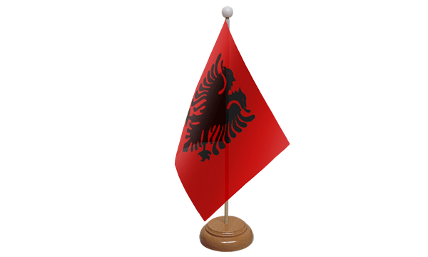 Flagmania Albania wooden hand flags, 9x6 inch, pack of 12, no bases