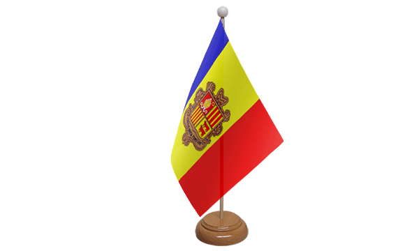 Flagmania Andorra wooden hand flags, 9x6 inch, pack of 12, no bases