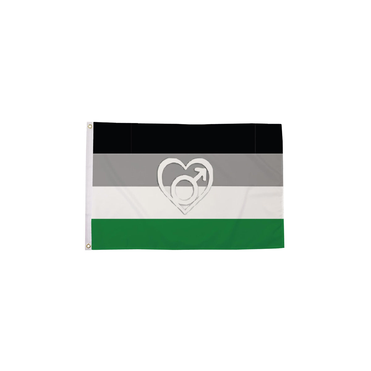 Androphilia Pride Flag 5ft x 3ft in black grey white and green