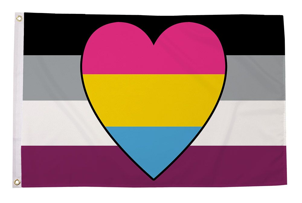 Asexual Panromantic Heart Polyester Flag 5ft x 3ft (Drawer 4)