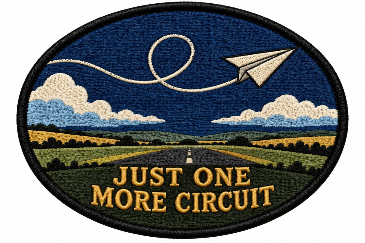 Just One More Circuit embroidered patch design preview - 120mm