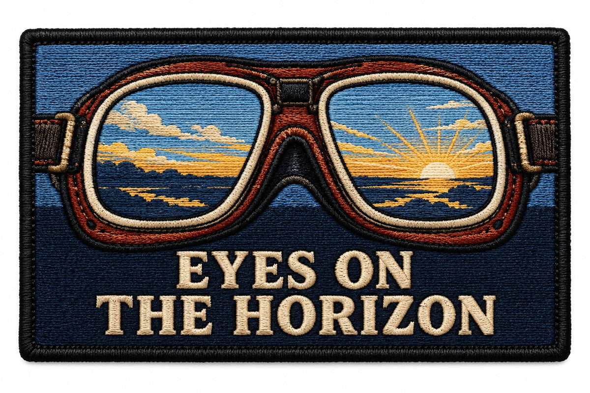 Eyes On The Horizon embroidered patch design preview - 120mm