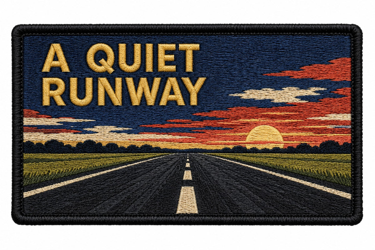 A Quiet Runway embroidered patch design preview - 120mm