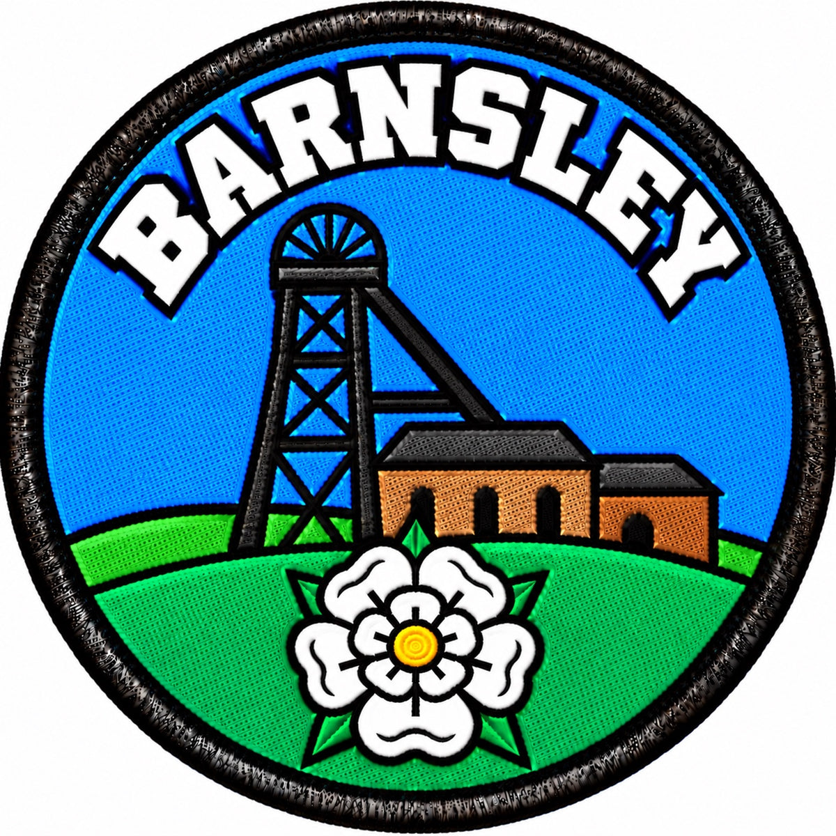 Barnsley Yorkshire Coal Mining Pithead 80mm Embroidered Patch
