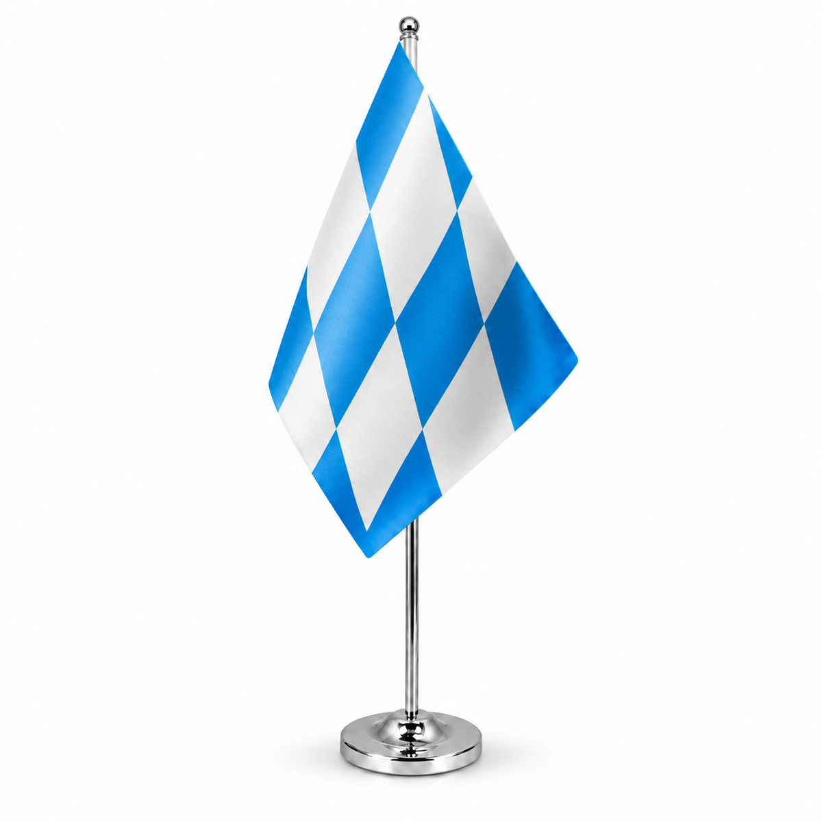 Bavaria no crest satin table flag 9 x 6 inches on telescopic chrome pole and round base