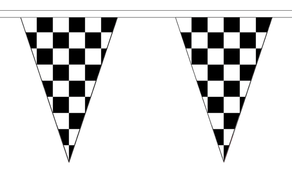 Black and White Check Triangle 12 metre bunting by Flagmania