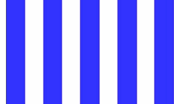 Flagmania Blue and White Striped (Sleeved) 3ft x 2ft Polyester Flag on white background