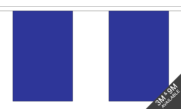 Plain Blue 3 metre bunting, 10 flags - Flagmania