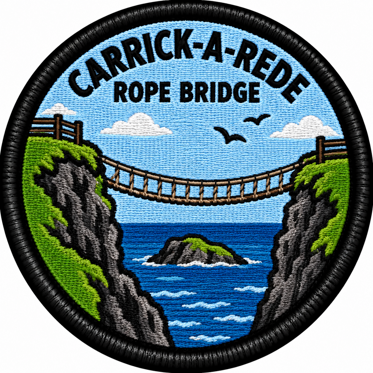 Carrick-a-Rede Rope Bridge 80mm Embroidered Patch