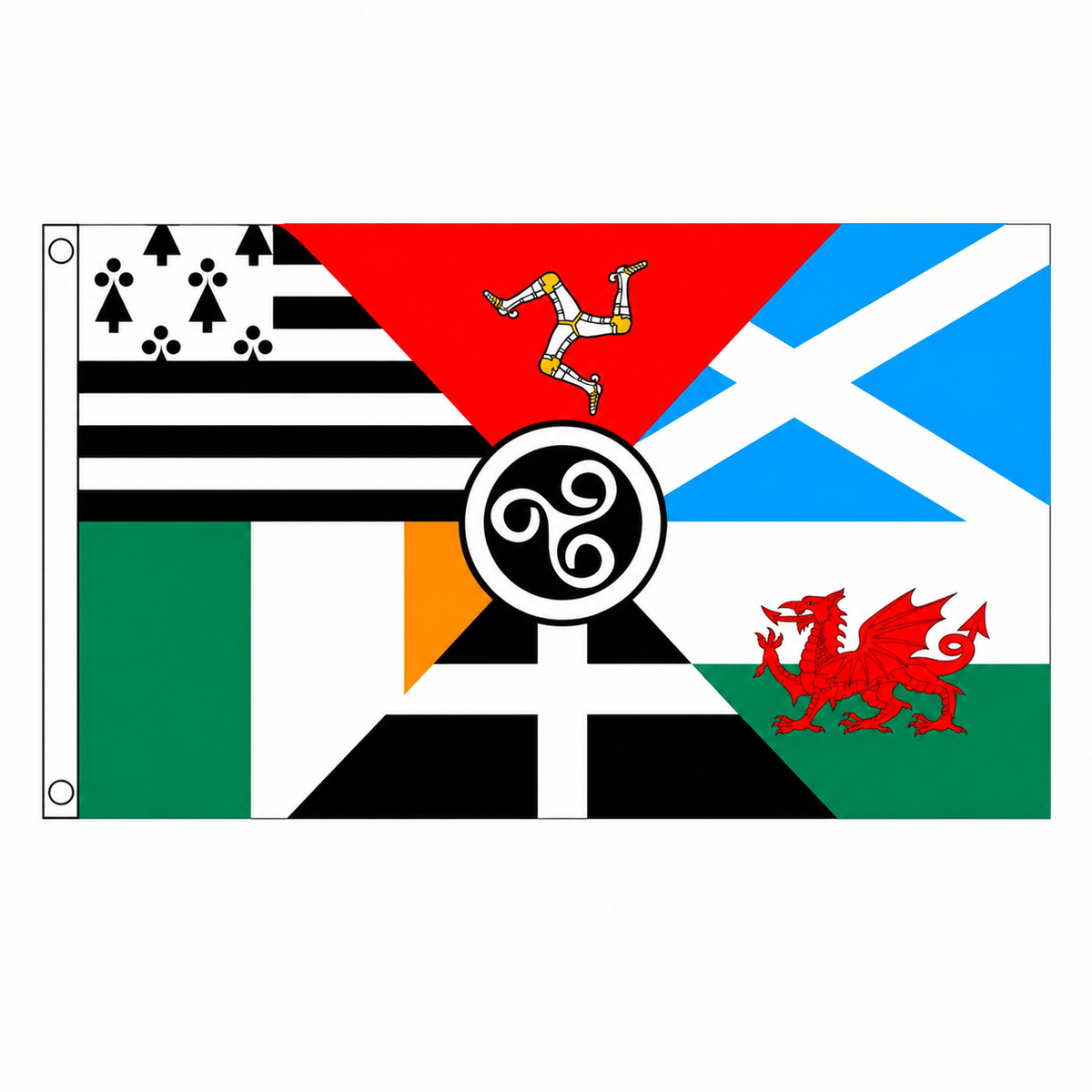 Celtic Nations Flag centred on square white background