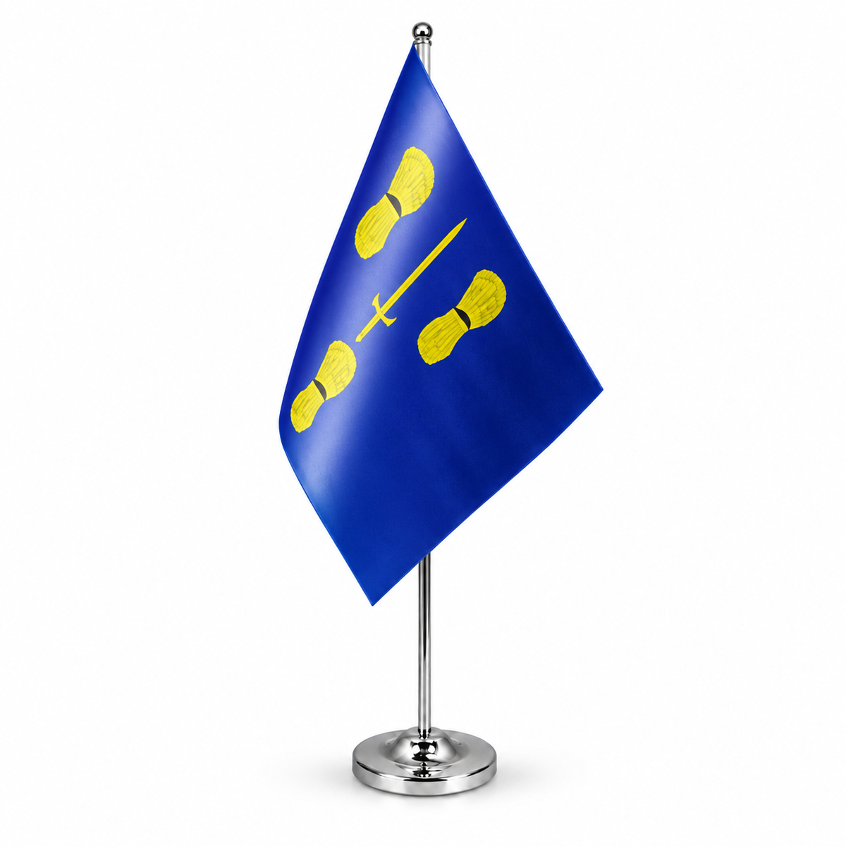 Cheshire satin table flag on telescopic chrome pole and round base