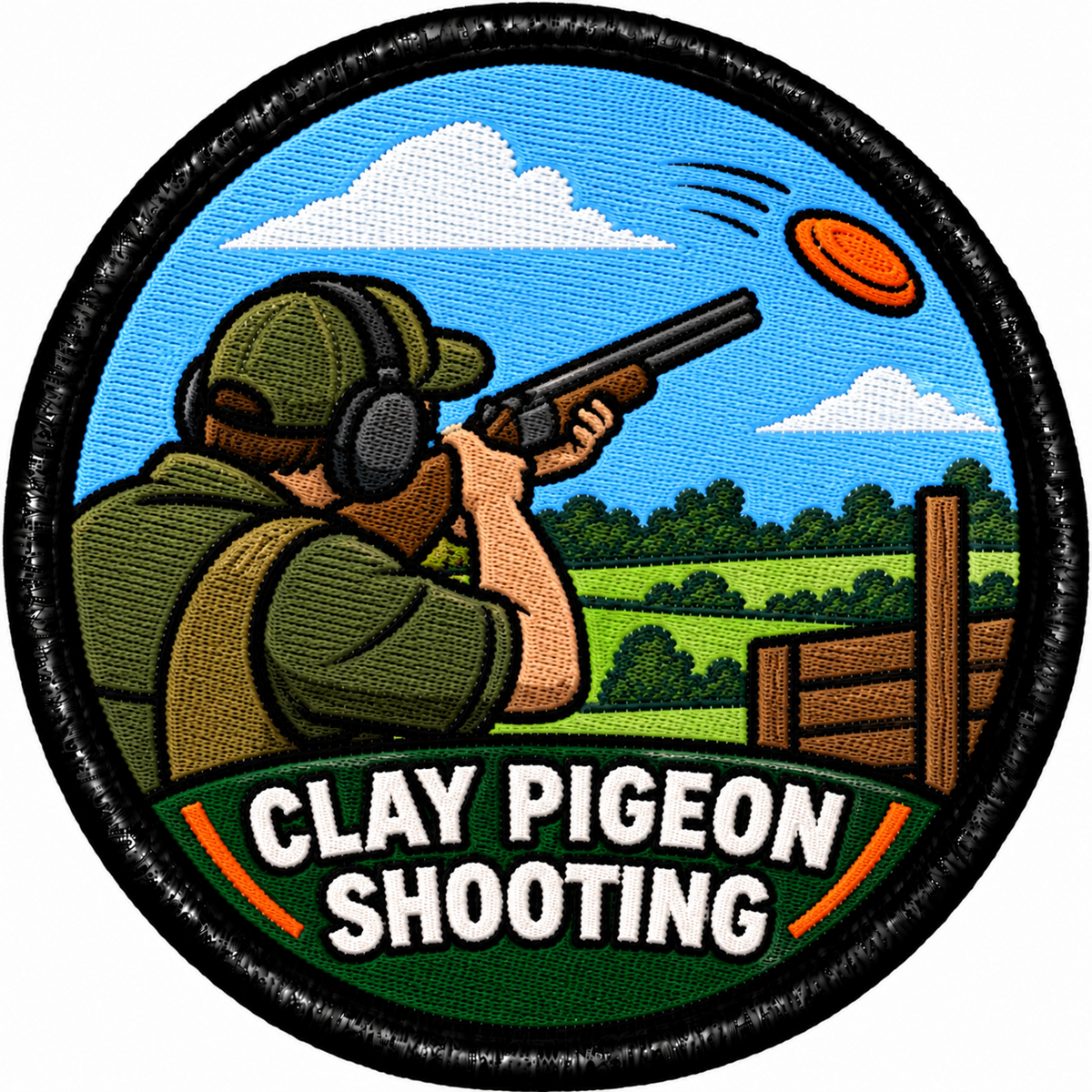 Clay Pigeon Shooting 80mm embroidered patch